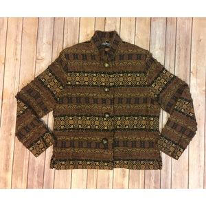 Painted Pony Tapestry Brown Black Blazer Jacket L